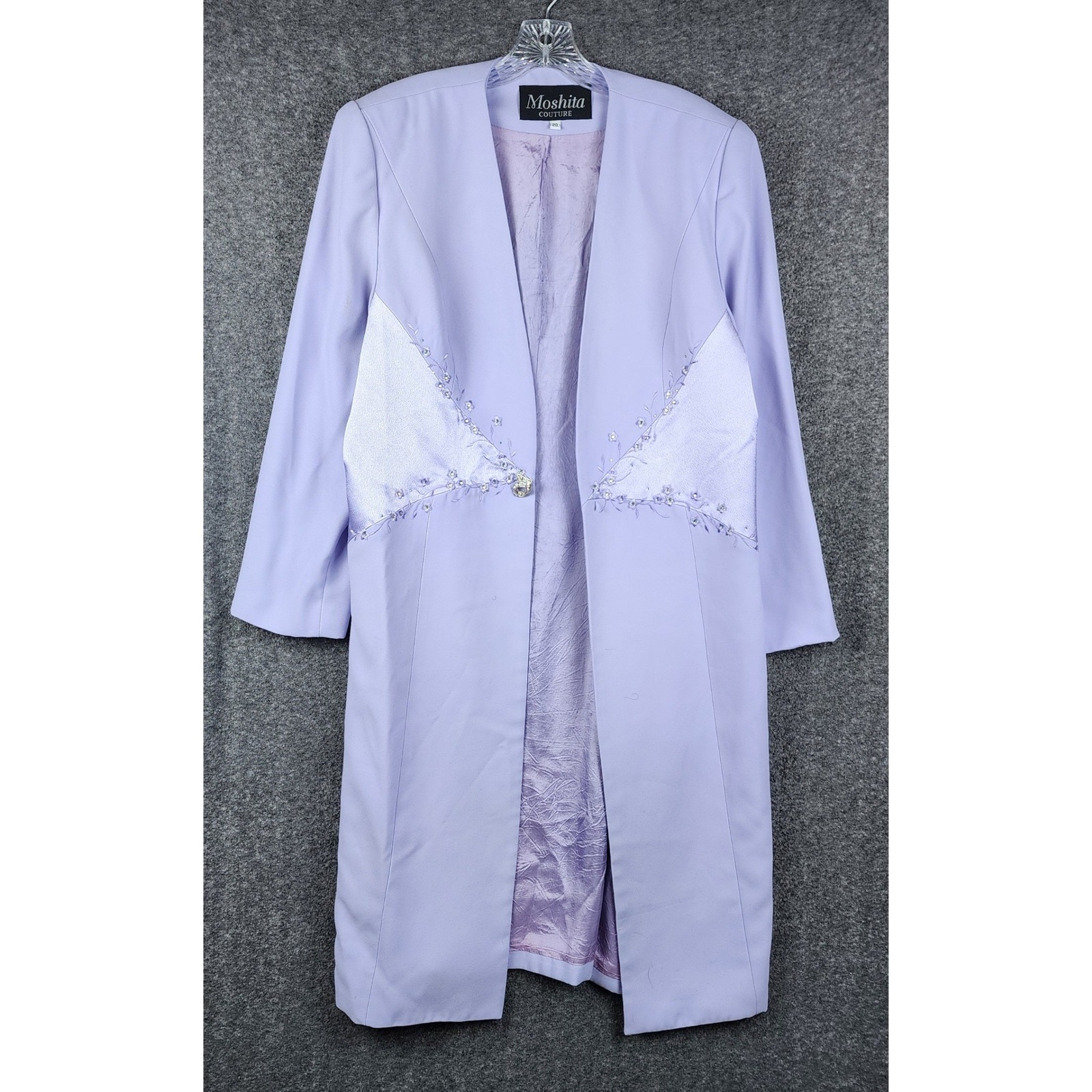 Moshita Couture Duster Coat Women Size 20 Embroidered Rhinestone Vintage